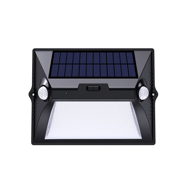 Teal LED 10W Ηλιακό επίτοιχο φωτιστικό Μαύρο D:255 x 181mm (80207111S) - Image 2