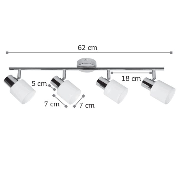 Επιτοίχιο σποτ από μέταλλο σε απόχρωση λευκής πατίνας (9079-4Φ-Λευκή Πατίνα) - Image 2