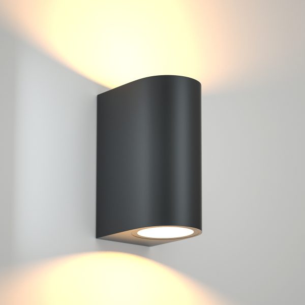 it-Lighting Michigan 2xGU10 Outdoor Up-Down Wall Lamp Anthracite D:14.7cmx9cm (80200144) - Image 2