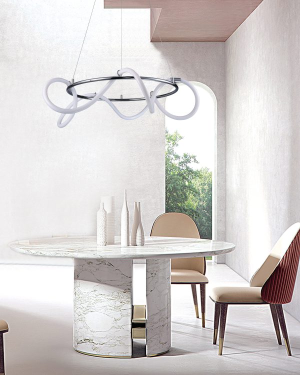 Κρεμαστό φωτιστικό από χρώμιο μέταλλο και σωλήνα σιλικόνης 80cm (6017-A-CH) - Image 2