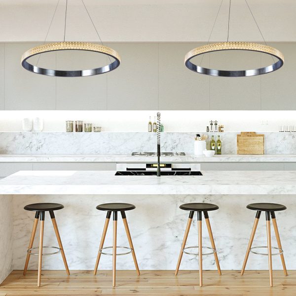 Κρεμαστό φωτιστικό LED 56W χρώμιο αλουμίνιο και ακρυλικό (6033-B-CH) - Image 3