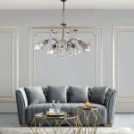 Κρεμαστό φωτιστικό από χρώμιο μέταλλο κρύσταλλα και λευκό γυαλί (5300-5Φ-Χρώμιο) - Image 3