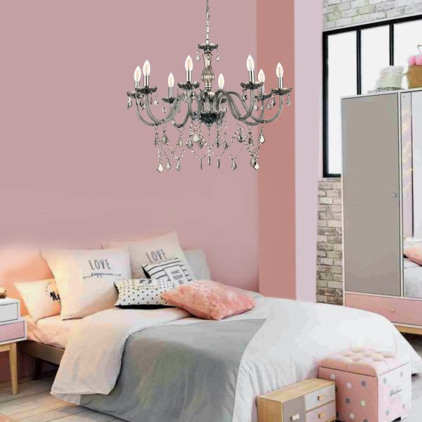 Κρεμαστό φωτιστικό από φιμέ γυαλί και κρύσταλλα (5314-8Φ-Φιμέ) - Image 2