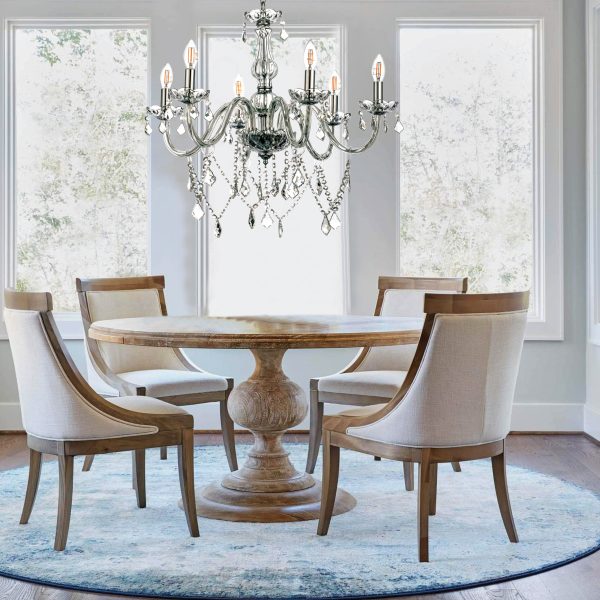 Κρεμαστό φωτιστικό από φιμέ γυαλί και κρύσταλλα (5314-6Φ-Φιμέ) - Image 3