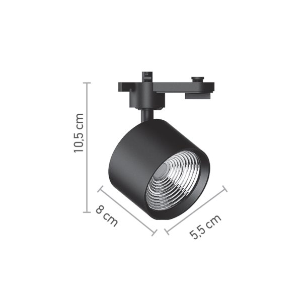 Σποτ Ράγας Μαύρο LED 10W 4000K D:5,5cmX10,5cm (T00502-BL) - Image 2