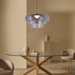 Κρεμαστό Φωτιστικό LED 12W 3000Κ απο φιμέ γυαλί D:42x23cm (4068-Smoky) - Image 3