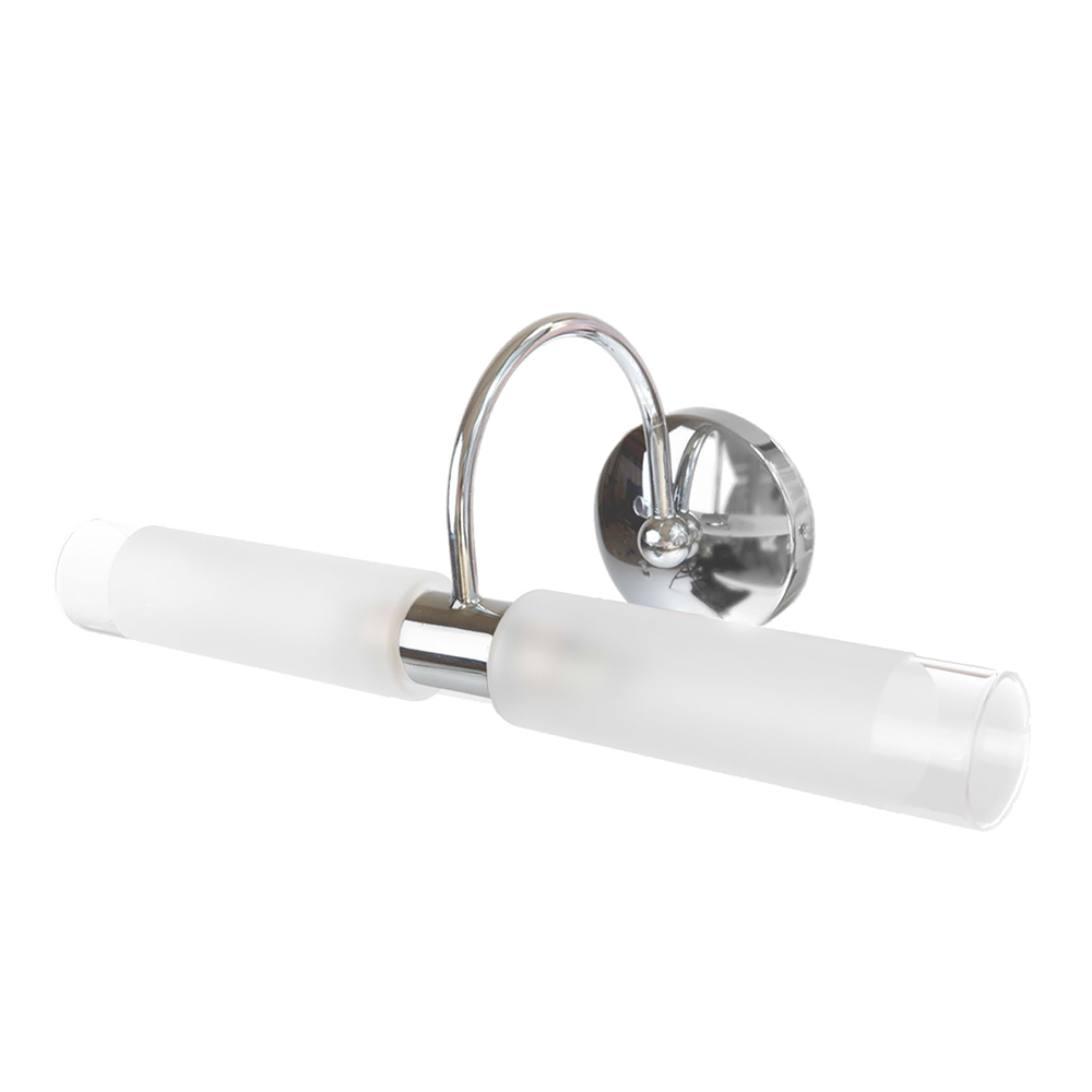 aplika-1041-chrome Επιτοίχιο φωτιστικό απλίκα μπάνιου με κλίση 2 φώτα με γυαλί αμμοβολής - Image 1
