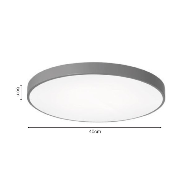 Πλαφονιέρα οροφής LED 20W 3CCT (διακόπτη στην βάση) από γκρι μέταλλο και ακρυλικό D:30cm (42035-D-Gray) - Image 2