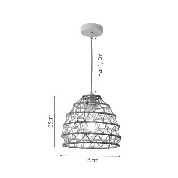 Κρεμαστό Φωτιστικό από σχοινί 1xE27 D:25cm (4047-B) - Image 3