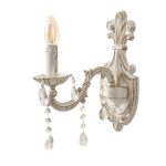 Επιτοίχιο φωτιστικό μεταλλικό σε απόχρωση μπεζ πατίνα με κρύσταλλα