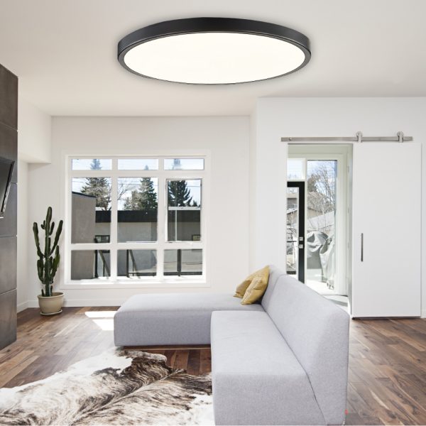 Πλαφονιέρα οροφής LED 28W 3CCT (διακόπτη στην βάση) από γκρι μέταλλο και ακρυλικό D:40cm (42035-C-Gray) - Image 2