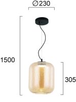 Κρεμαστό Μονόφωτο LED 13W 3000K Γυαλί Μελί Kiva - Image 3
