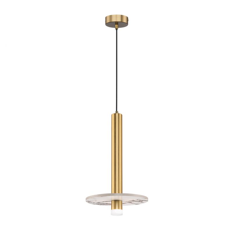 67336bd520038_4320101 Κρεμαστό Μονόφωτο LED 8W 3000K Χρυσό Leandros - Image 1