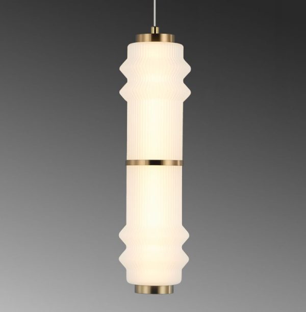 Κρεμαστό Μονόφωτο LED 14W 3000Κ Λευκό γυαλί Dereck - Image 2
